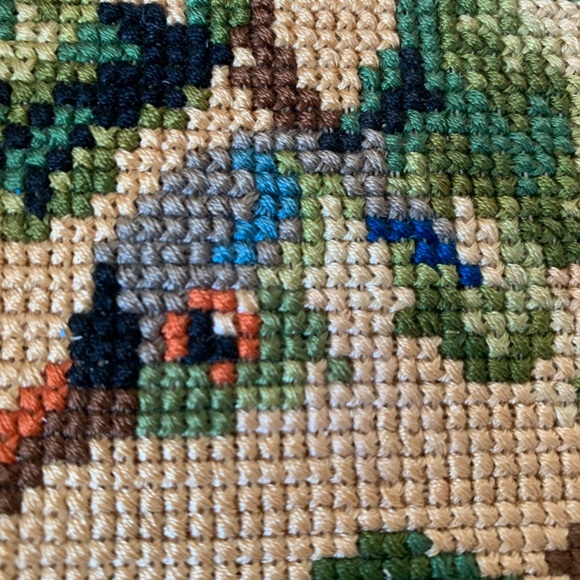 Vintage bird needlepoint framed art with hanging wire - so charming - Picture 4 of 5